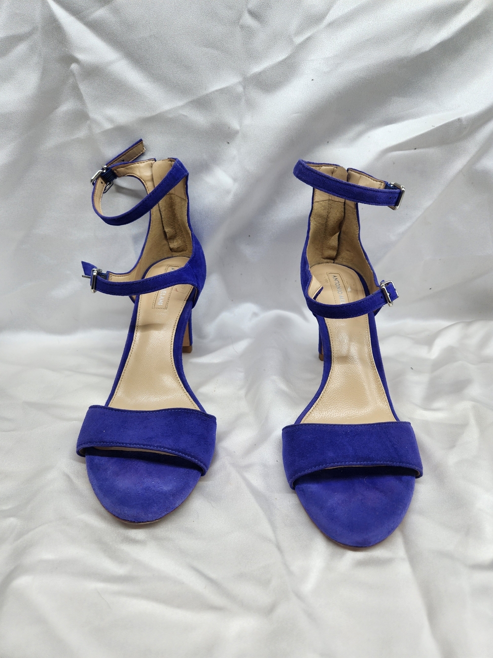 ANTONIO MELANI Royal Blue Suede Ankle-Strap Heeled Sandals